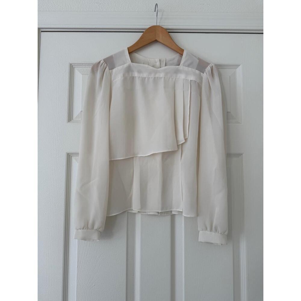 Vintage Ivory Cream Haberdasher 70s Blouse size small Cottagecore